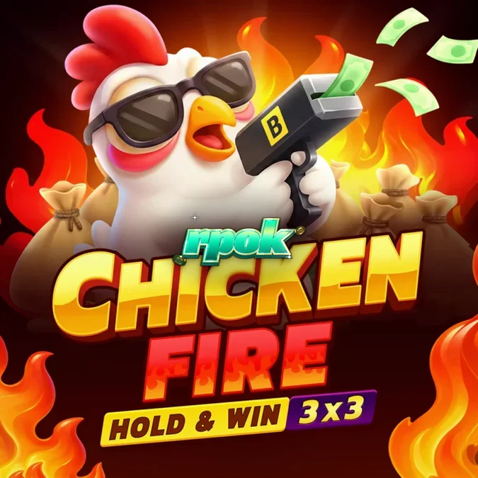 Tampilan antarmuka permainan slot Chicken Fire dengan kisi 3x3